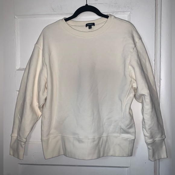 Express‎ cream cozy crew neck sweatshirt size medium - Picture 1 of 7